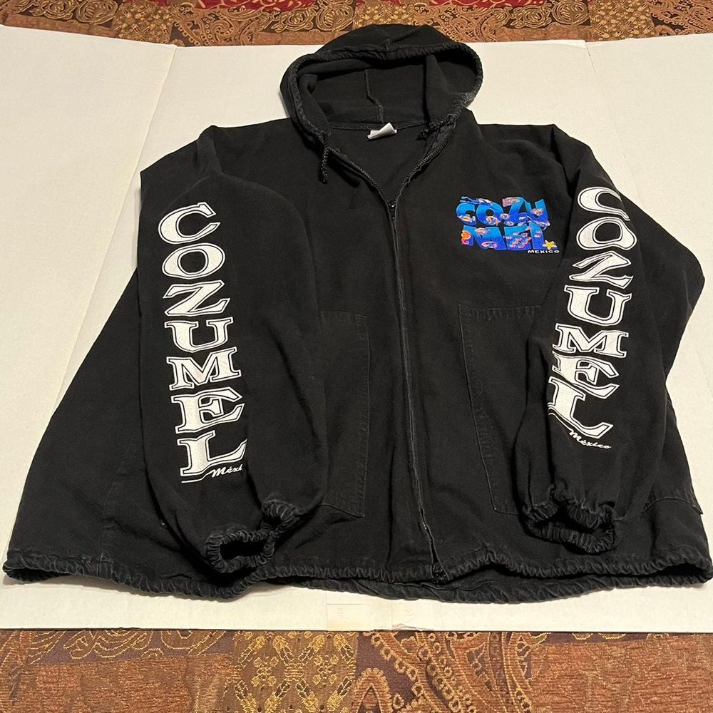 La Iguana Cozumel‎ Mexico Hooded full zip size medium black faded beach Jacket